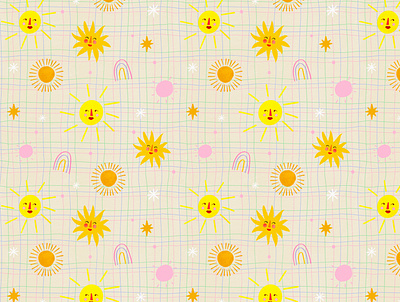 Sunshine pattern 🌞🌈 illustration illustration art illustrator kids illustration motif pattern pattern designer surface pattern