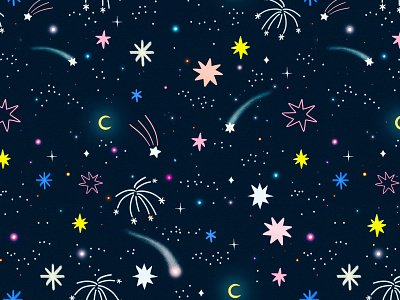 Good 💫 night cosmic cosmos illustration illustration art illustrator kids illustration motif night sky pattern pattern designer space stars surface design surface pattern