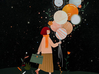 Balloons girl by Laura Lhuillier ⎪ Arual ☺︎ on Dribbble