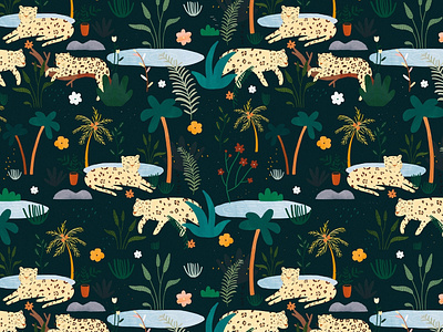 Jungle pattern 🌿 animal illustration illustration art illustrator jungle kids illustration motifs pattern pattern design