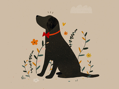 Little dog animal chien dog illustration illustration art illustrator kids illustration labrador plante