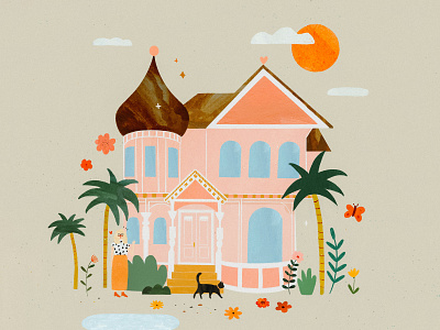 my DREAM house 🏠🌸 female character house house illustration illustration illustration art illustrator kids illustration victorian house