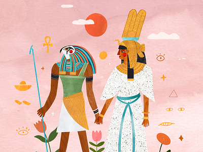 Nefertiti & Horus ✨ egypte egyptian horus illustration illustration art illustrator kids illustration mythology nefertiti queen