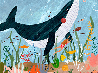 Under the sea ♥︎ animal baleine coral coral reef illustration illustration art illustrator kids illustration ocean plant illustration sea underwater whale