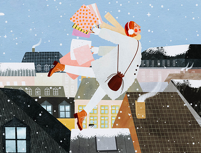 Winter shopping ❄️ christmas female character illustration illustration art illustrator kids illustration luxembourg shop shopping snow