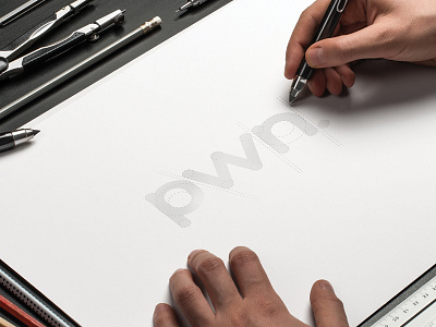 pwn logo sketching circles