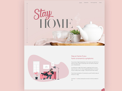 Stay Home app corona coronavirus illustration tea typography ui ux vector web webdesign website