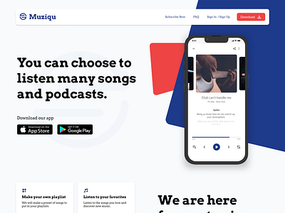 Muziqu - Landing page UI design landingpage ui ux web web design website