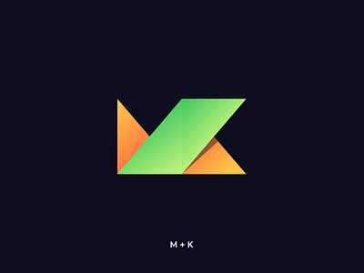 Modern and colorful MK letter monogram