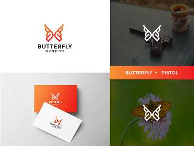 Butterfly + Pistol Logo design concept.. branding colorful design icon illustration logo logo design minimal modern ui