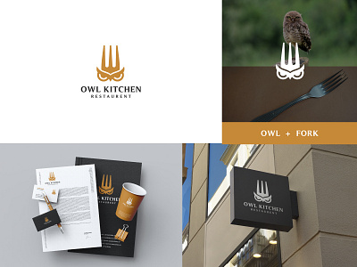 Owl + Fork Logo concept. bird logo branding design fork logo icon logo logo design minimal modern owl logo restaurant logo restora logo spoon logo