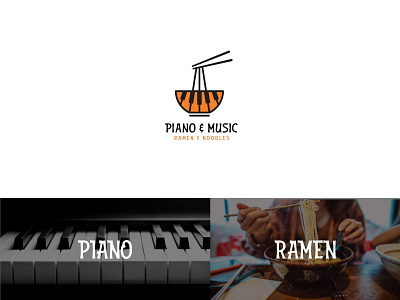 Piano + Ramen bowl logo concept (unused) branding chinese logo design food logo graphic design icon logo design minimal modern music logo piano logo ramen logo restaurant logo