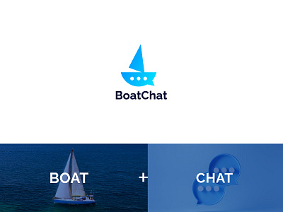 Boat + Chat logo concept (Unused for sale) boat logo branding chat logo cruise logo icon logo logo design minimal modern logo ship logo tech logo technology logo