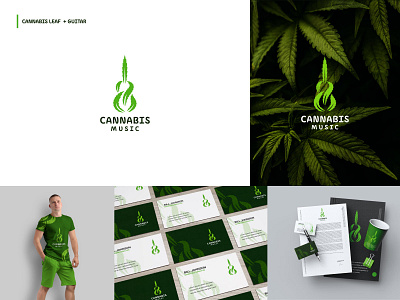 Cannabis leaf + Guitar logo concept (Available For sale)