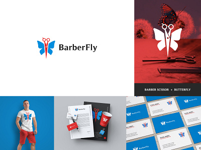 Butterfly + Barber Scissor logo concept  (Unused for sale)