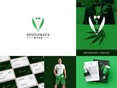 Gentleman suit + Weed leaf logo concept (Unused for Sale)