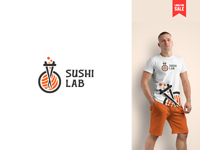 Sushi + Lab logo concept for Restaurant business (Unused) asian logo branding design food logo illustration japanes food lab logo logo logo design minimal modern restaurant logo sushi logo sushi lovers