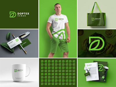 D + Leaf vegan Logo concept. branding creative logo geometrical logo grid logo logo logo design minimal vegan logo