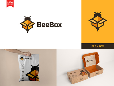 Bee + Box logo design concept (Available for Sale) bee logo box logo branding courier logo creative logo export logo import logo logo logo design minimal modern modern logo package logo parcel logo