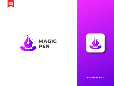 Magician Hat + Pen combination logo concept. branding education logo icon logo logo design magic logo magician logo minimal modern pen logo writer logo