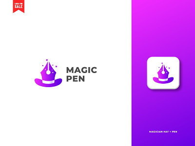 Magician Hat + Pen combination logo concept.