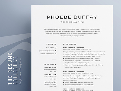 Phoebe CV Template Icons download editable editable resume minimalist resume modern cv modern resume professional resume resume resume for word resume template