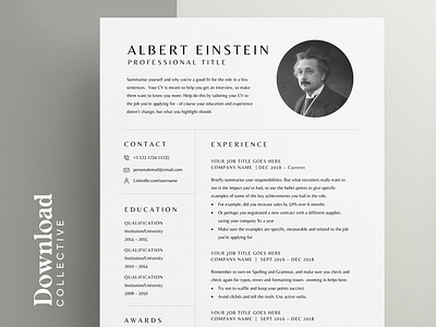 Resume Download | Two page resume | CV design | Icons | New curriculum vitae cv template download editable editable resume minimalist resume modern cv modern resume professional resume resume clean