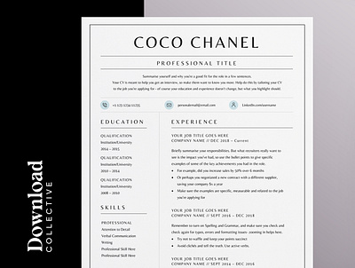 Resume Template Pack | Cover Letter | References | Icons curriculum vitae download editable resume minimalist resume modern cv modern resume professional cv professional resume resume resume clean
