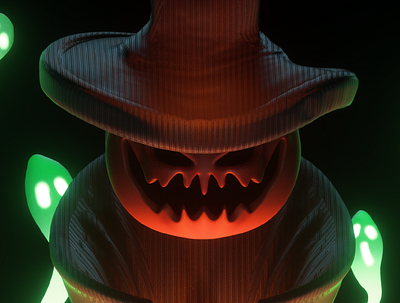 PUMPKIN'S GUARD 3d boo c4d cinema 4d closeup ghost halloween design hallowen illustration octane pumpkin render trickortreat