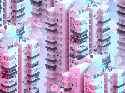 High floor dreams 3d building c4d cinema 4d daily daily render design everyday everydays flats kitbash3d octane octane render otoy pink render