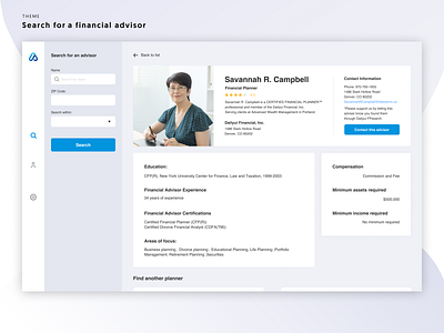 Daily UI #006 User Profile (a financial advisor)