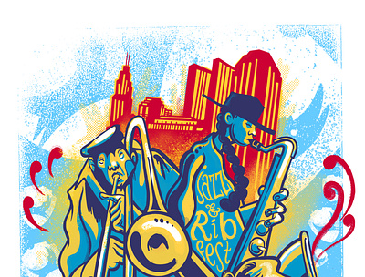 Jazz and Rib Festival brewery brewery branding design festival poster illustraion screen print