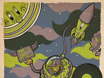J Dilla comic design donut hip hop illustration procreate space