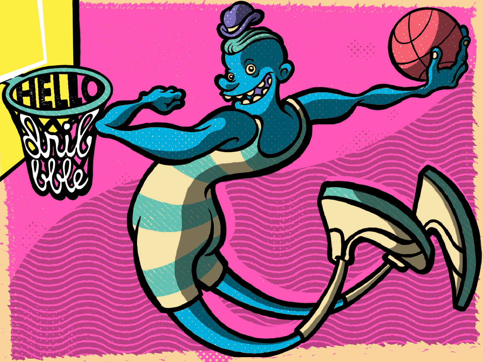 Hello Dribbble! basketball debut digital painting dunk illustration procreate victorian