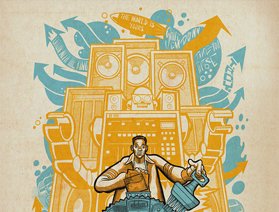 Pete Rock arrows comic design dj hip hop illustration music procreate producer robot speaker