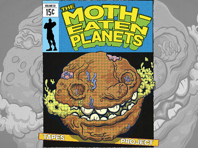 The Moth Eaten Planets Cover comet comic cover galaxy gas moon moth planet space teeth worms
