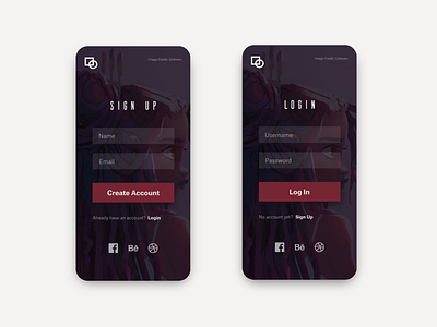 Gallery App - Signup Screens