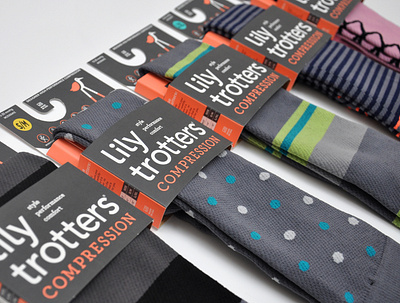 Lily Trotters Compression Socks athletic gear bird branding lily trotter logo packaging socks