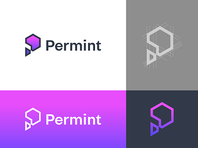 permint brading brand identity creativity gradient color graphic design icon logo logo design minimal modern p letter logo permint unique vector