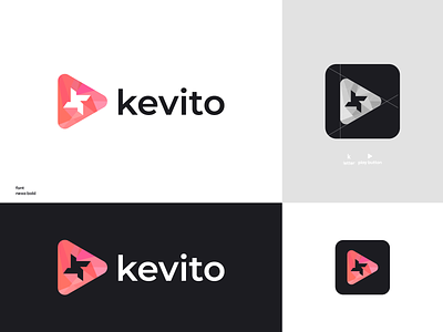 kevito app logo bold brand identy branding branding design button icon designs k letter logo logo design minimal modern play vector