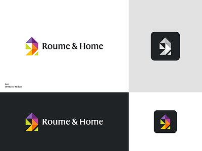 roume home abstract abstract art abstraction bold brand branding colorful graphic design home icon home logo design logomark minimal modern r letter vector