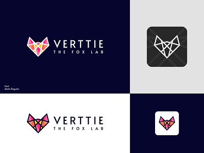 verttie brand branding branding logo branding logo design fox lab fox logo graphic design lab logo design minimal modern v type vector