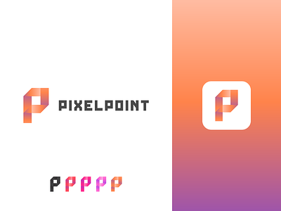 pixelpoint brand brand design branding gradient color graphic design icon logo design logodesign minimal modern p logo pixel typography