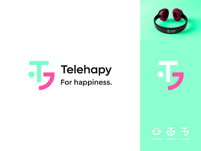 telehapy brand brand identity branding graphic design happiness logo minimal modern telehapy typography