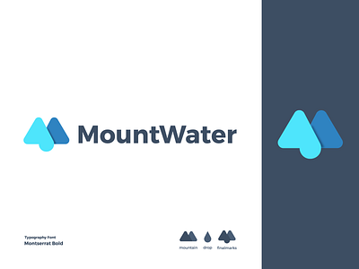 MountWater brand brand identity branding graphic design identity logo logo design minimal modern mountain logo typography water