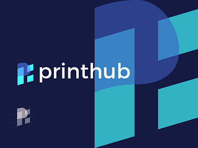 printhub (Final Mark) bold brand brand identity branding business card graphic design illustration logo design minimal modern printing