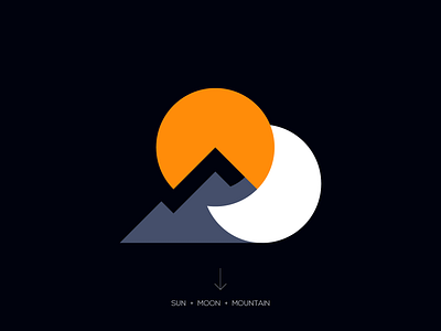 SUN + MOON + Mountain brand branding graphic design logo logo design minimal modern moon mountain sun