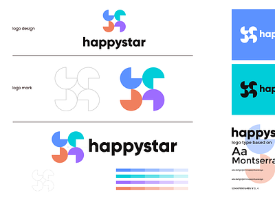 happystar Brand identity brand branding branding logo identy design graphic design h letter happy symbol illustration logo logo design minimal modern