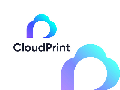 CloudPrint Logo 2d 3d brand branding cloud logo cloud print design graphic design illustration logo logo design minimal modern p logo ui
