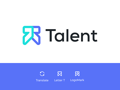 talent (translate logo) brand branding design graphic design illustration language logo logo design minimal modern t logo t mark talent translate ui